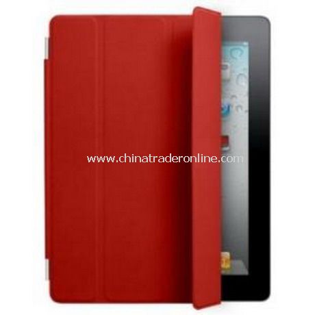 iPad 2 Smart Cover Case Black Leather(red)