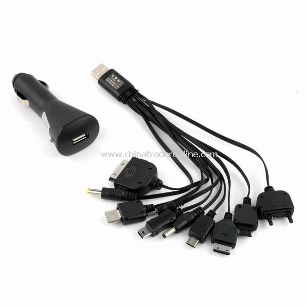 10 In 1 USB Mobile Charger Cable Car Cigarette Adapter for PDA/ Cell phone/ MP3/PSP from China