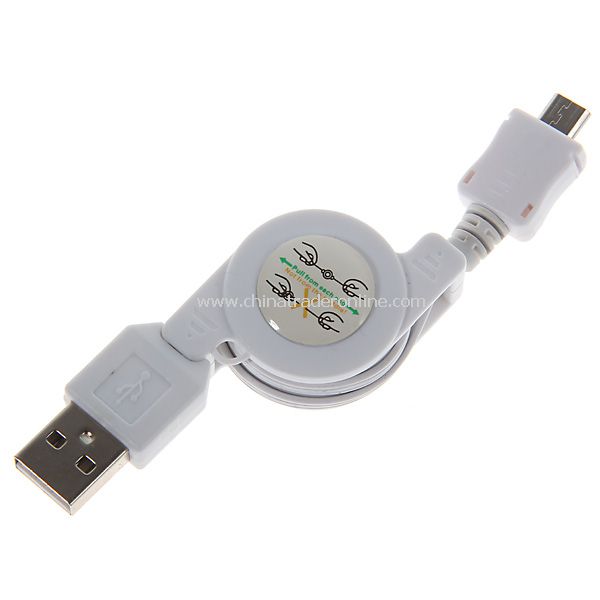 Retractable Micro USB Charger Cable for Nokia/Moto/Samsung/LG/HTC/Blackberry More White