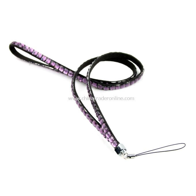 Neck Strap Lanyard w/ Rhinestone for Camera USB Mp3 Cell Phone ID card Badge Purple