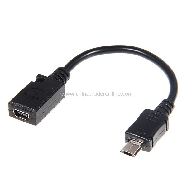 Universal Micro USB Male to Mini USB Female Converter Short Cable -Black