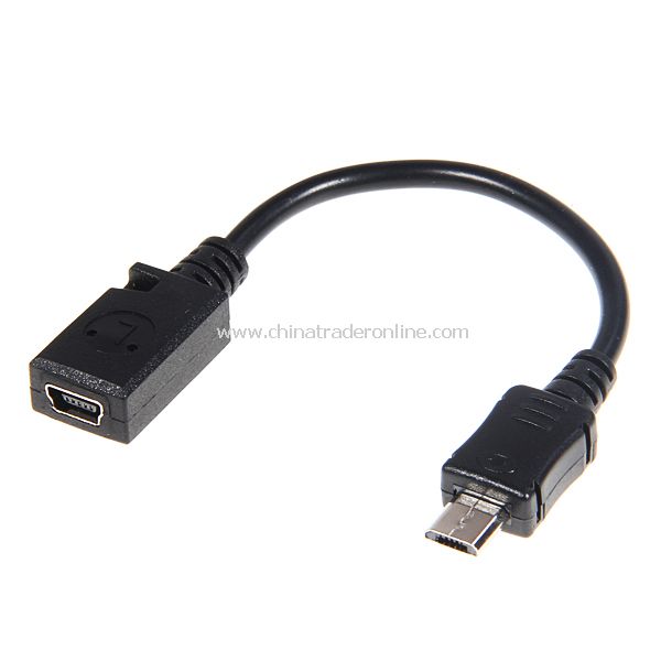 Universal Micro USB Male to Mini USB Female Converter Short Cable -Black from China