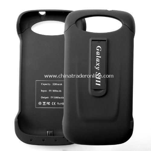 External Power Backup Rechargeable Battery 3200mah Hard Case Cover with Stand for Samsung Galaxy S3