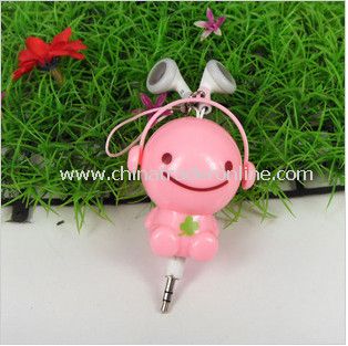 3.5mm Plugy Earphone Catoon Style Automatic Flexible Earphone Pink Sunny Doll