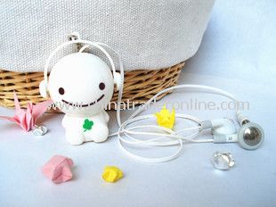 3.5mm Plugy Earphone Catoon Style Automatic Flexible Earphone White Sunny Doll