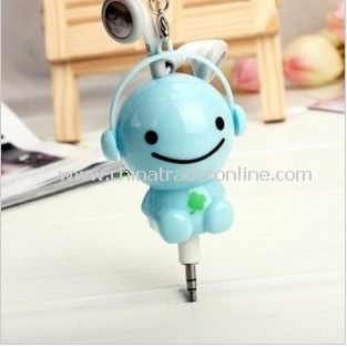 3.5mm Plugy Earphone Catoon Style Automatic Flexible Earphone Blue Sunny Doll from China