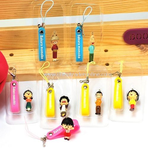 Chibi Maruko family key chain / mobile phone chain random color