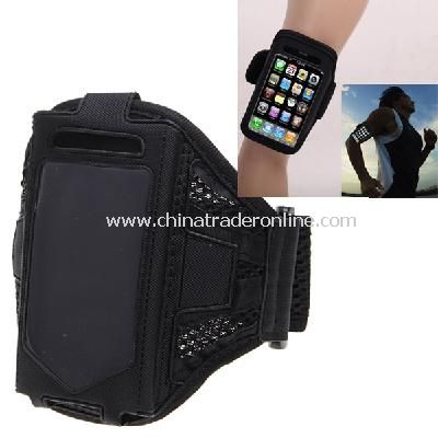 Stylish Reticular Sports Armband Pouch Case Arm Strap Holder for iPhone 4 4S - Black from China