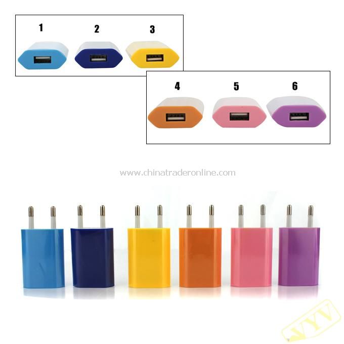 USB Travel Wall Charger EU Plug for iPhone 4S 4G 3G 3GS 2G iPod Models USB Powered Device-Multicolor