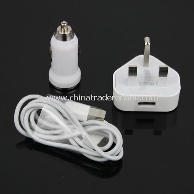 Wall AC+ Car Charger Adapter+ USB Cable for iPod iPhone