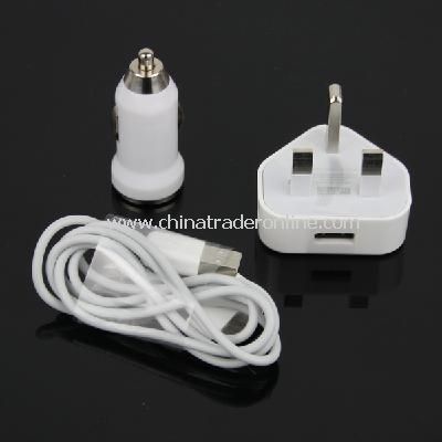 Wall AC+ Car Charger Adapter+ USB Cable for iPod iPhone from China