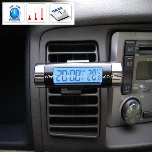 BLACK NEW BARREL SHAPED LCD DIGITAL CAR CLOCK CALENDER