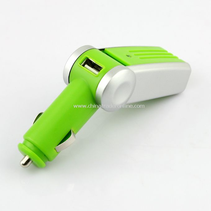 Rotatable Air Purifier Cleaner USB 2.0 Port Car Charger Green