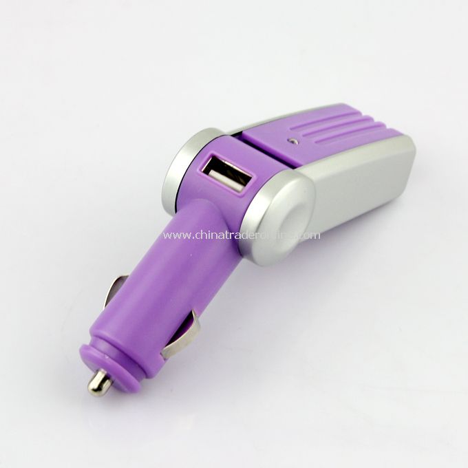 Rotatable Air Purifier Cleaner USB 2.0 Port Car Charger Purple
