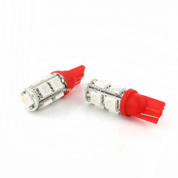 2 x T10 194 168 W5W 9-SMD Red 12V LED Car Wedge Light