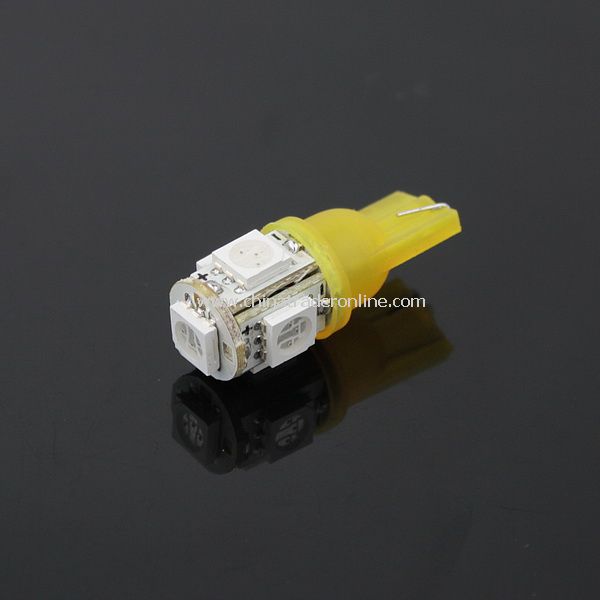 T10 5050 Bulb Wedge Car 5-LED SMD Yellow Light New
