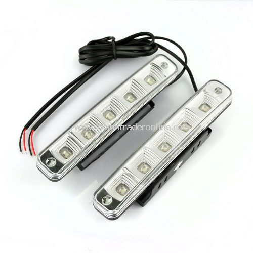 New 2X Car 5 LED DRL Driving Daytime Running Day LED Light Head Lamp Super White from China