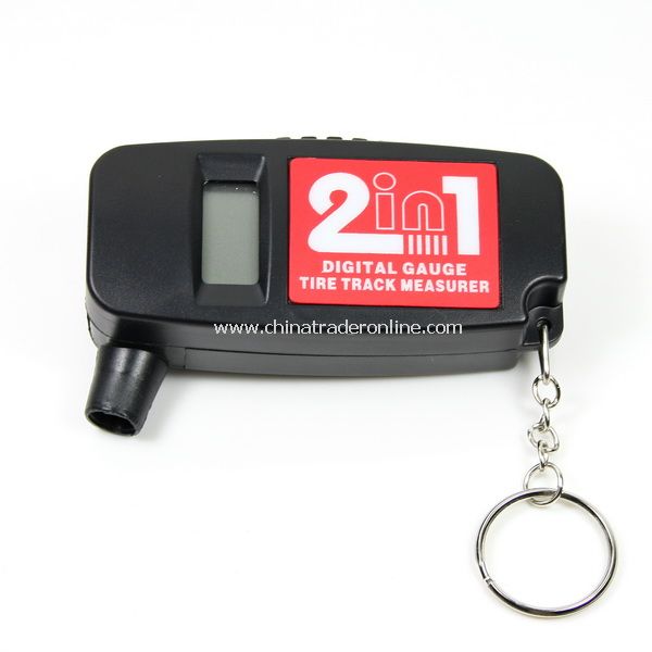 2-in-1 Bar PSI Digital LCD Car Wheel Tire Air Pressure Gauge with Tread Depth Gauge