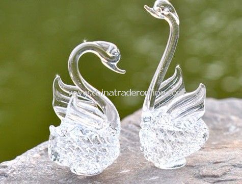 Love of Swan crystal glass crafts 1 pair