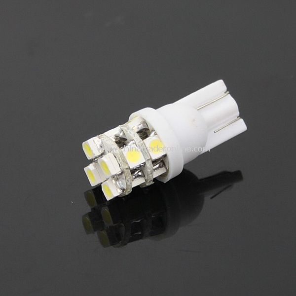 T10 3528 Bulb Wedge Car 12-LED SMD White Light New from China