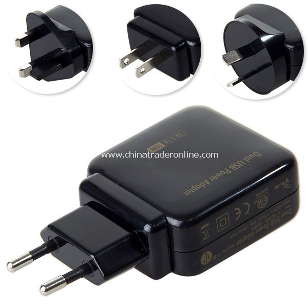 US/AU/UK/EU Plug 5V/2.1A Ultra Compact Dual USB Power Adapter Wall Charger