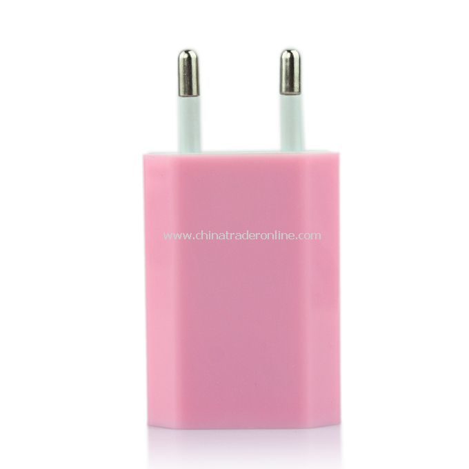 EU AC to USB Power Charger Adapter Plug for iPod iPhone Pink