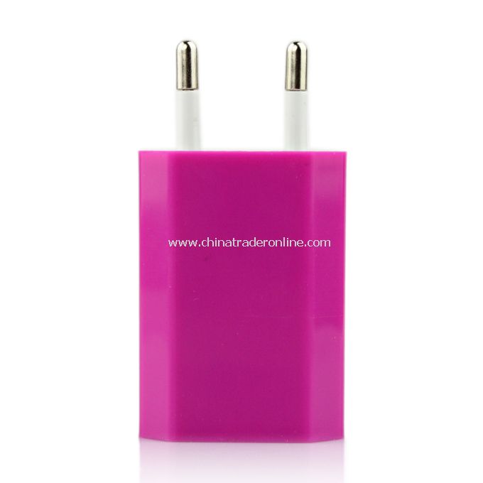 EU AC to USB Power Charger Adapter Plug for iPod iPhone Purple