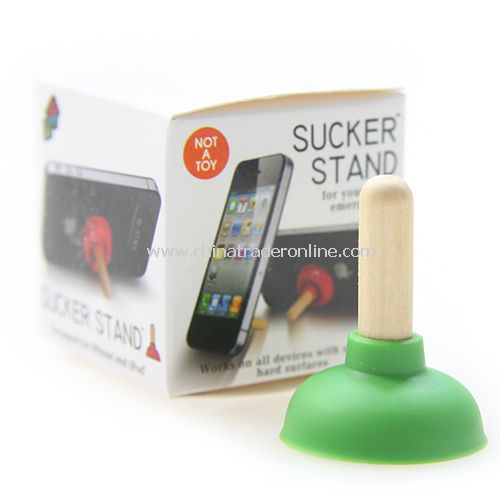 Plunger Pumping Toilet Sucker Holder Stand for Cell Phone iPhone iPod PSP Green