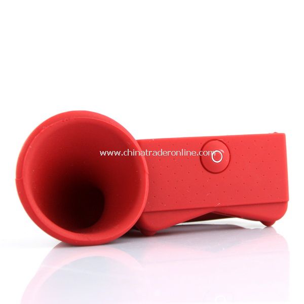 Silicone Horn Stand Amplifier Speaker for iPhone 4G RED