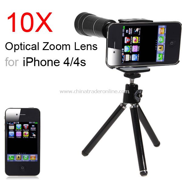 10X Optical Zoom Telescope Camera Lens + Tripod for iPhone 4 4S from China