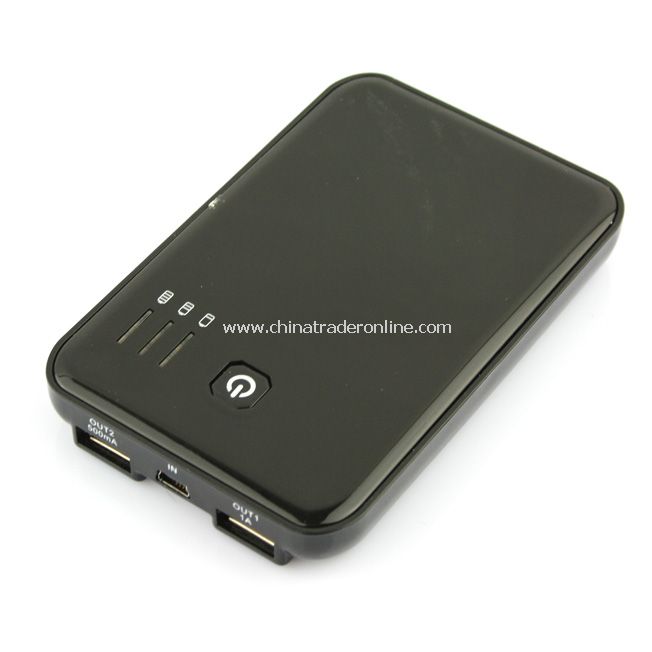 5000mAh External Battery Charger Power Bank 2 Dual USB 2A for iPad/iPhone 4 from China