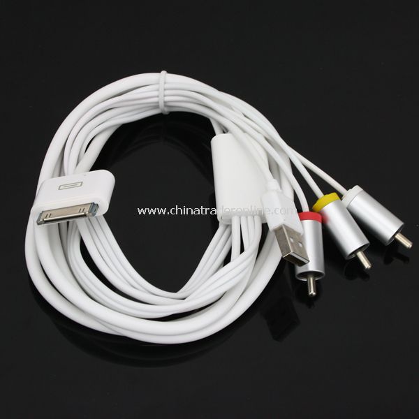 Composite AV Video to TV RCA Cable USB Charger For iPod Touch iPhone ipad 4 4G 4S 3GS from China