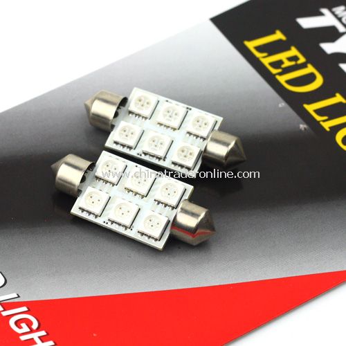 Replacement 2pcs Car Interior Roof 6 SMD LEDs 5050 Festoon Dome Light Lamp Bulb Red