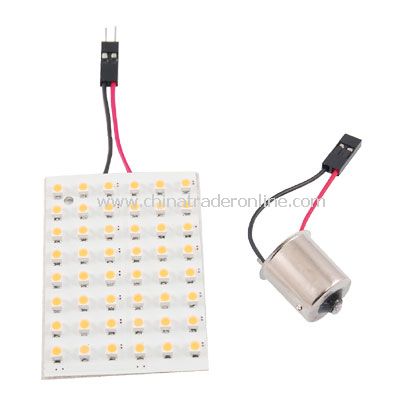 Warm White 48 LED Panel 3528 SMD Car Dome Light Lamp + BA15S 1156 Adapter