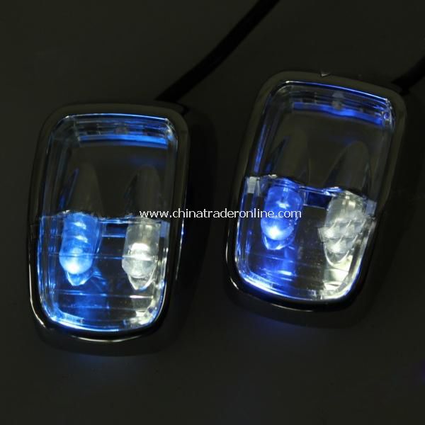 Solar-Powered White/Blue LED Car Sidelight Flashlight – Black from China