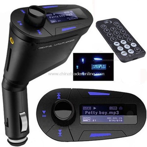 USB Car MP3 SD Card Player with Audio FM Transmitter Remote Control Blue LCD from China