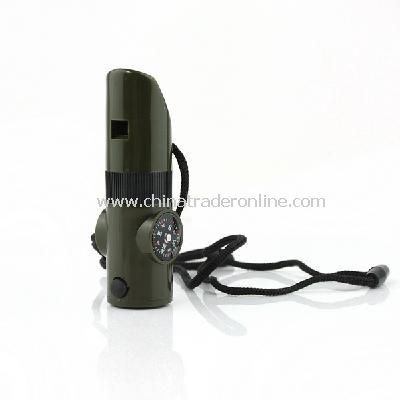 7 in 1 Survival Whistle Compass Thermometer Flashlight