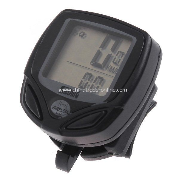 Black LCD Wireless Cycle Bicycle Bike Computer Speedometer Odometer