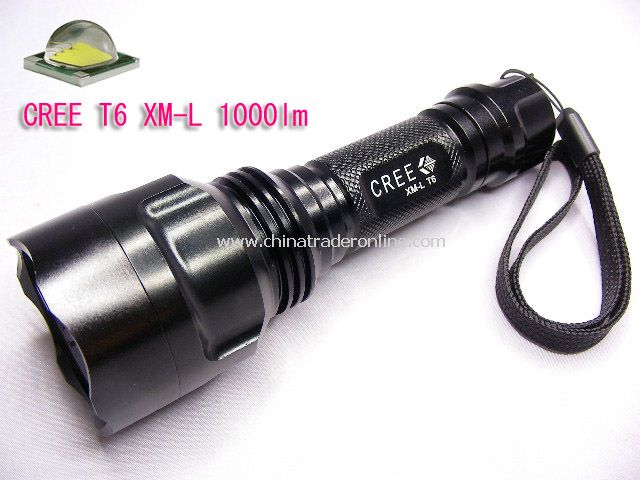 UniqueFire T6 CREE XM-L T6 LED 1000 lumen 1-Mode LED Flashlight 1X18650 Black(battery excluded) from China