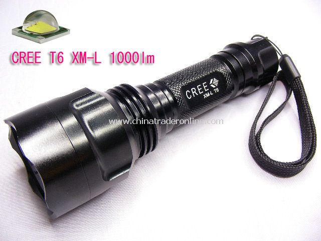 UniqueFire T6 CREE XM-L T6 LED 1000 lumen 1-Mode LED Flashlight 1X18650 Black(battery excluded)