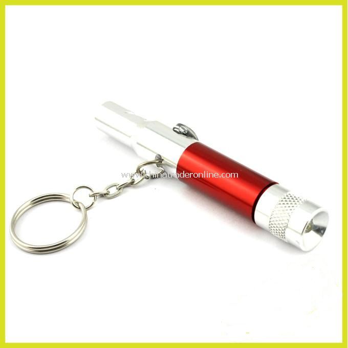 3-in-1 Whistle + Compass + LED Flashlight White Light with Keychain (4*LR41 Batteries)