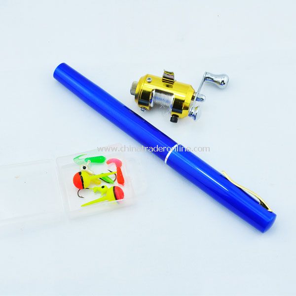 Mini pocket fishing rod Pen , fish pole,rod /1m Golden reel from China