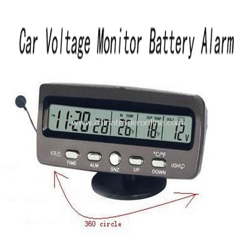 12V CAR VOLTAGE MONITOR BATTERY ALARM / TEMPERATURE THERMOMETER CLOCK DISPLAY