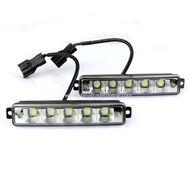 2X 5 LED White Universal Daytime Running Driving Light DRL Fog Lamp Waterproof from China