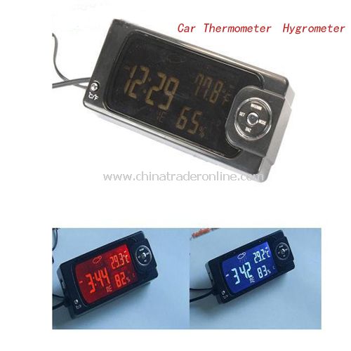 LCD Display Car Thermometer Hygrometer Clock Alarm from China