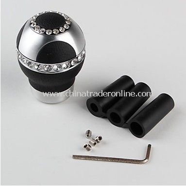 Aluminum Crystal Car Gear Shift Stick Knob Momo (Silver + Black)