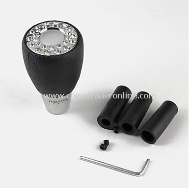 Aluminum Crystal Leather Car Gear Shift Stick Knob Momo (Black)