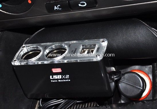 Car Charger Hub (Dual USB, Dual Cigarette)