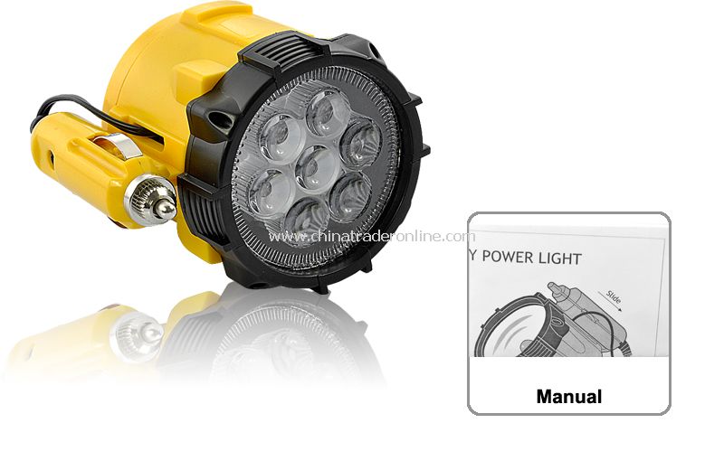 LED Flashlight - 7 LED, 12V Car Cigarette Charger, Magnetic Base