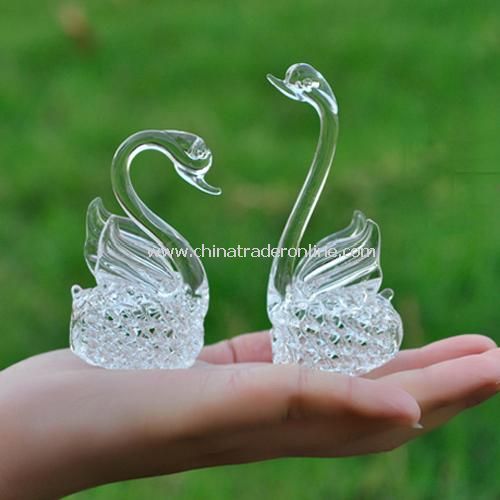 1 Pair Fashion Charming Crystal Grass Swan Birthday Gift